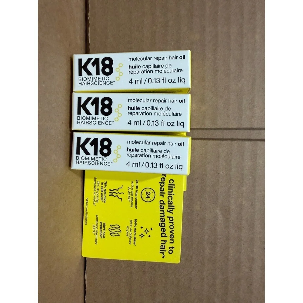 K18 Biomimetic Hairscience‎ Molecular Repair Hair Oil 4ml Sample Lot of 3 New